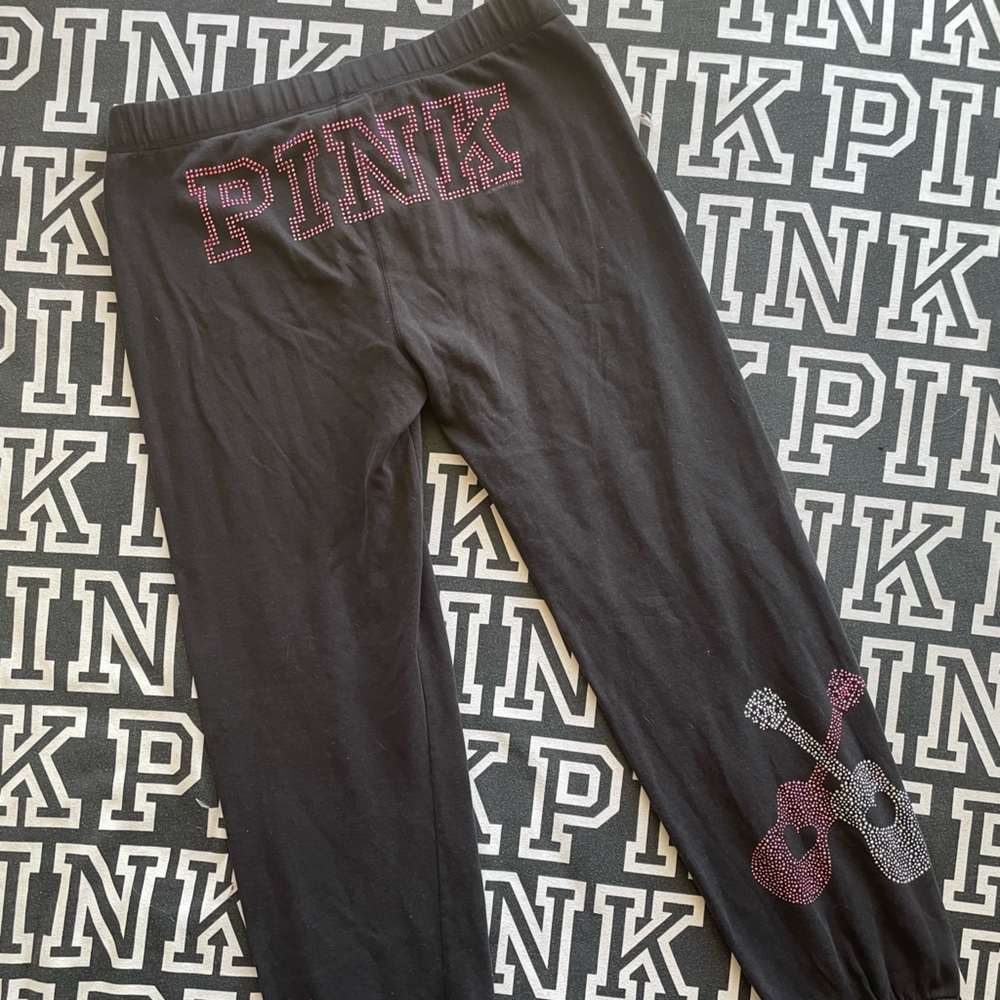 PINK VICTORIAS SECRET BLING ROCK & ROLL VINTAGE PANTS MEDIUM 💕🎸